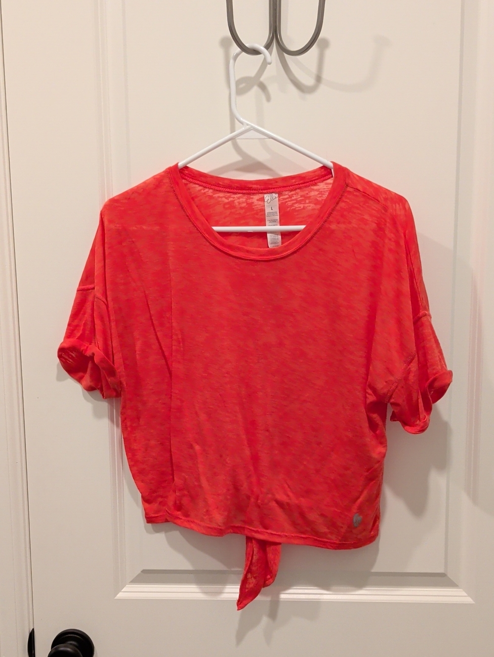 Ellie Coral Tie-Front Crop Top